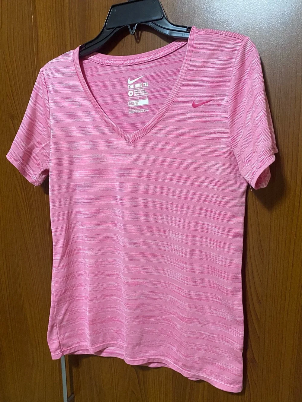 Nike Pink Heathered V-Neck Short Sleeve Tee